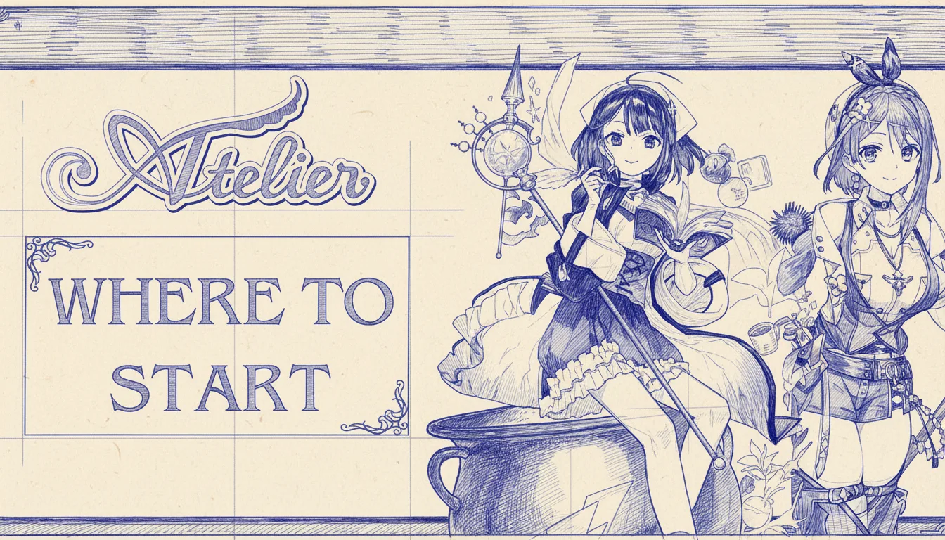 Every Atelier game ranked — Gust Koei Tecmo franchise hero collage featuring Ryza Ever Darkness + Sophie 2 + Lulua + Ayesha + Yumia + Marie Remake + alchemy crafting JRPG signature mechanics 25 years franchise depth across Arland Dusk Mysterious Ryza generations