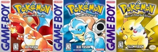 Pokemon Red, Blue and Yellow cover art
