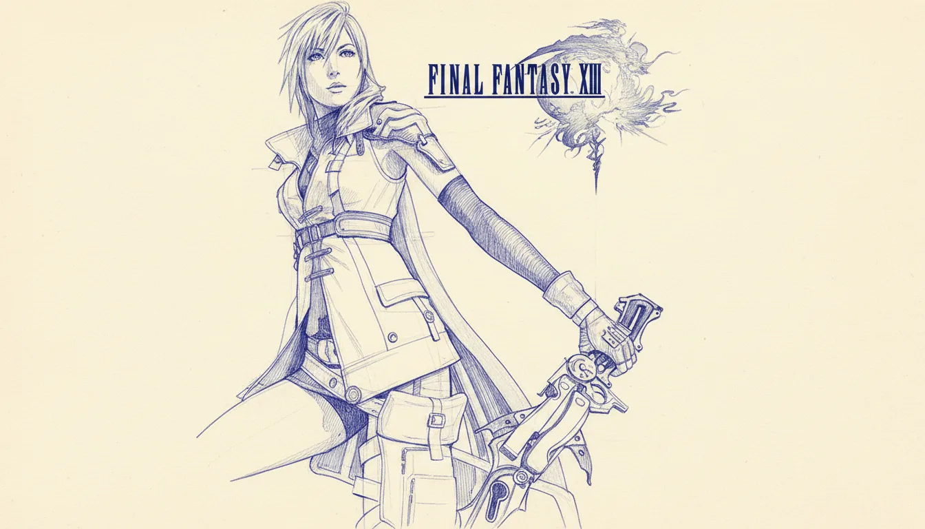 Final Fantasy XIII 2010 PS3 Lightning Farron Pulse Crystarium — Paradigm Shift combat role-switching + l'Cie fal'Cie mythology + linear-corridor first 20 hours critique