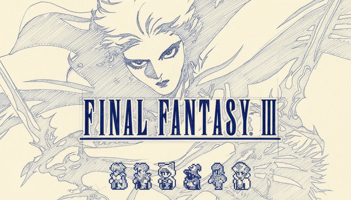 Final Fantasy III 1990 Famicom Job system introduction — Japan-only originally + 2006 DS 3D remake with English + Pixel Remaster 2023 2D version