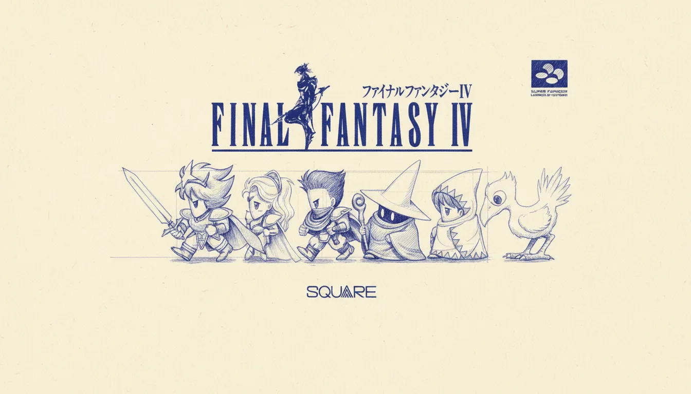 Final Fantasy IV 1991 SNES Cecil Harvey Dark Knight Paladin redemption arc — Active Time Battle ATB system origin + Tellah sacrifice + Lunarian backstory + Zeromus final boss