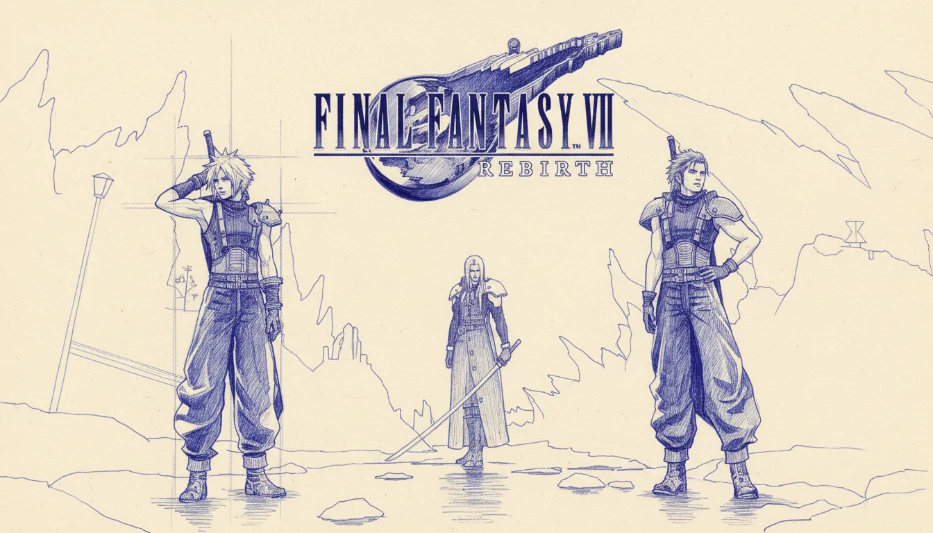 Final Fantasy VII Remake Rebirth 2020 2024 PS4 PS5 modern reimagining — Cloud Sephiroth Aeris + action-RPG combat hybrid + Materia equipping + 100h Rebirth campaign