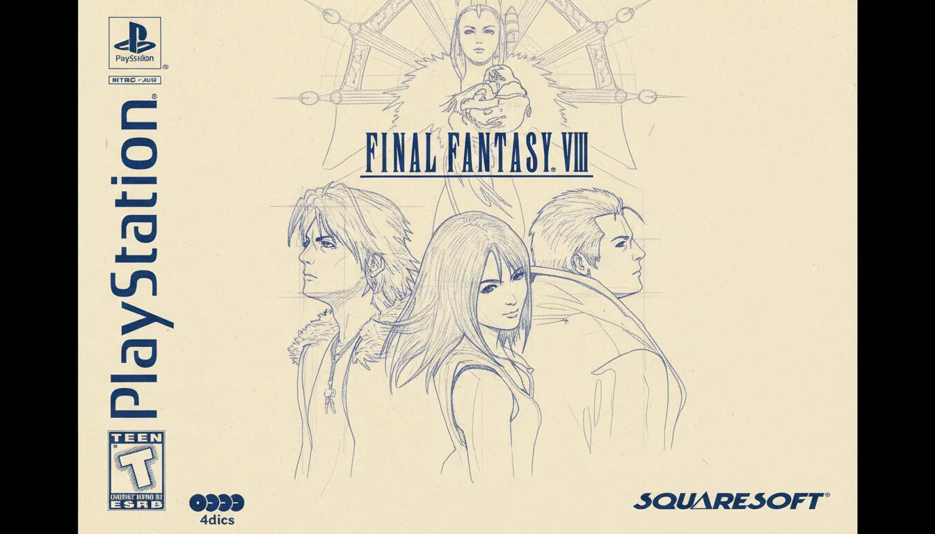 Final Fantasy VIII 1999 PS1 Squall Leonhart Garden academy — Junction system controversial + Triple Triad card mini-game + Eyes On Me Faye Wong vocal theme + Renzokuken trigger combat