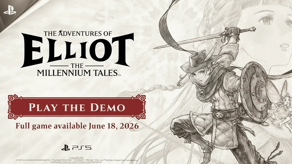 The Adventures of Elliot The Millennium Tales — JRPG Square Enix Claytechworks, dunia Philabieldia, sistem magic Faie, rilis PS5 Xbox Switch 2 PC