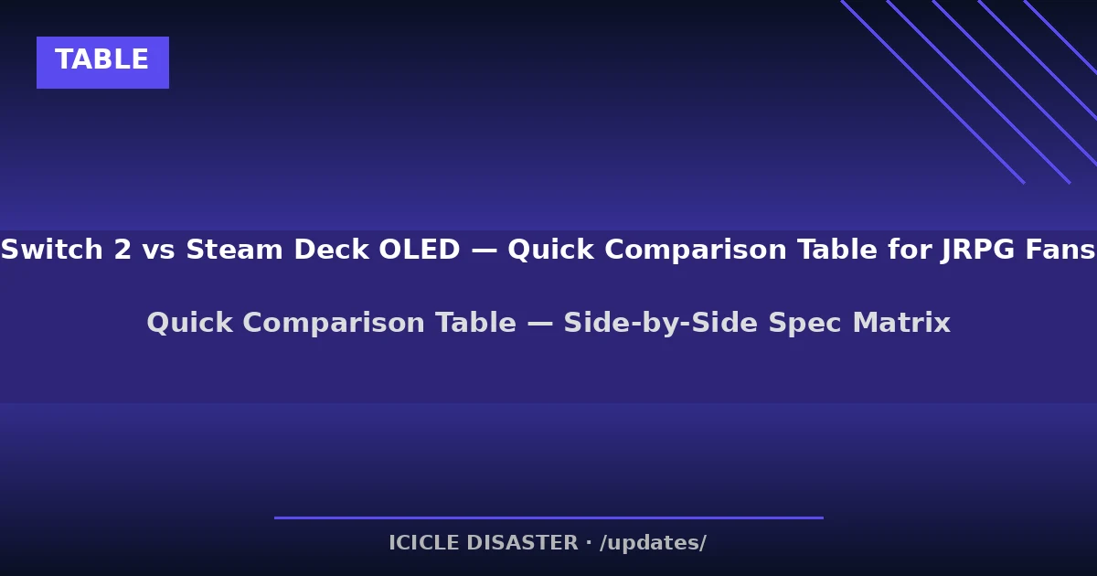 Quick Comparison Table — Side-by-Side Spec Matrix