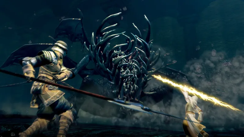 Dark Souls Lordran — the interconnected world of stone ramparts, forests, and catacombs that folds back on itself through shortcuts