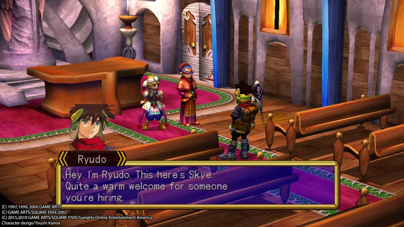 Grandia II party — Ryuudo the rude mercenary and Elena the humble priestess in the most predictable JRPG romance of the Dreamcast era
