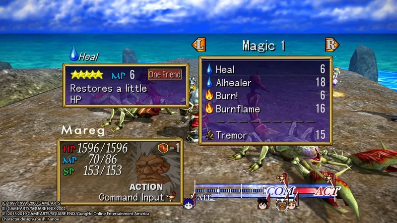 Grandia II spell effects — the 2D cartoon AoE animations that look bizarre on the 3D battlefield and end every fight instantly