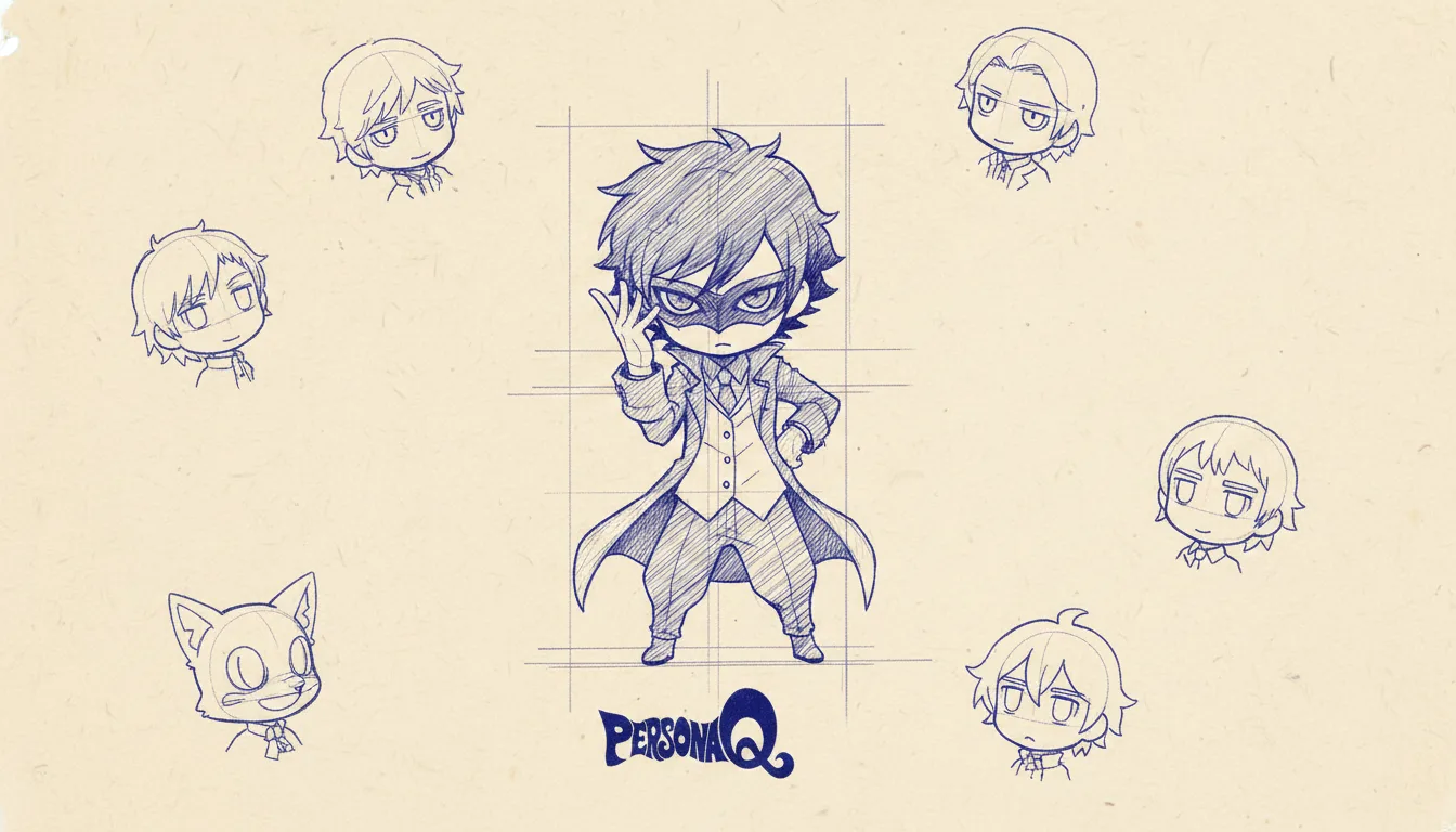 Persona Q on Nintendo 3DS — the Etrian Odyssey crossover dungeon crawler with chibi Persona characters
